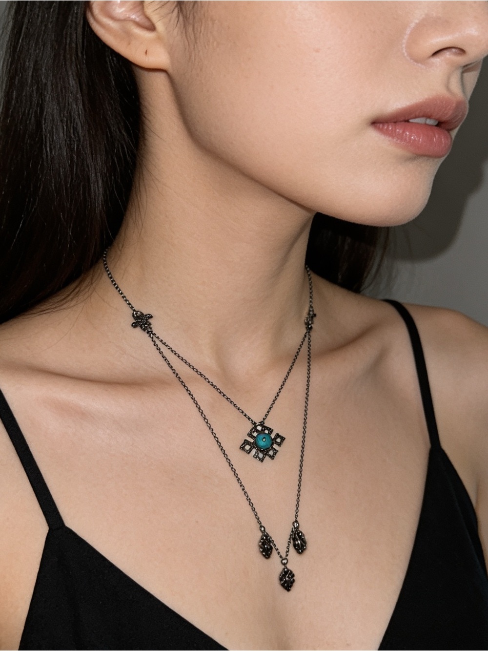 CAMILLA silver turquoise? western cowgirl festival boho hippie chain necklace
